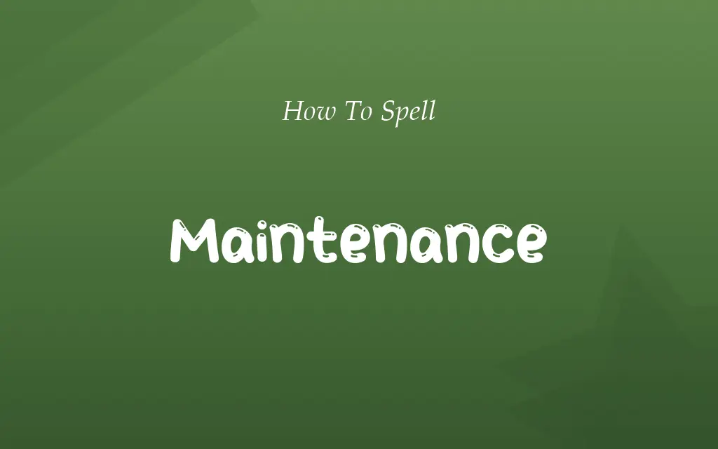 Maintainance or Maintenance